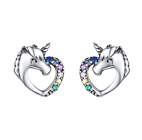 Sterling Silver Lucky Unicorn Earrings + Necklace