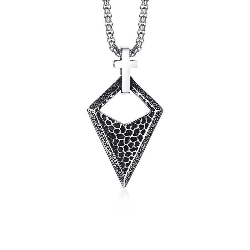 Stainless Steel Arrowhead Cross Necklace