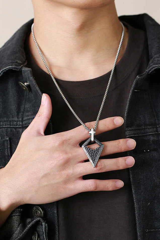Stainless Steel Arrowhead Cross Necklace