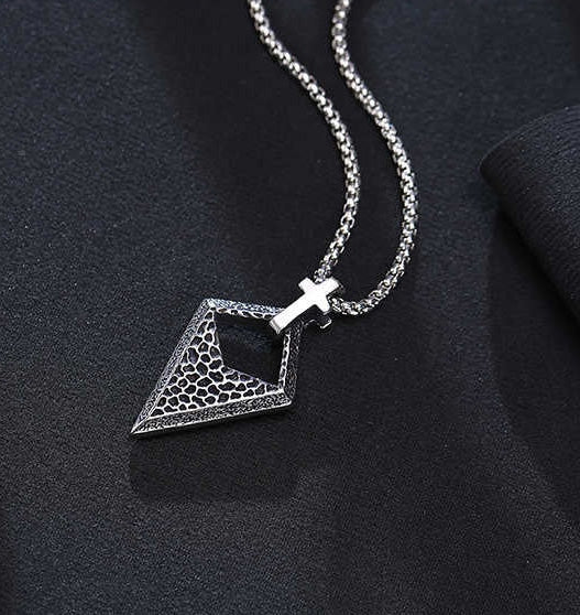 Stainless Steel Arrowhead Cross Necklace