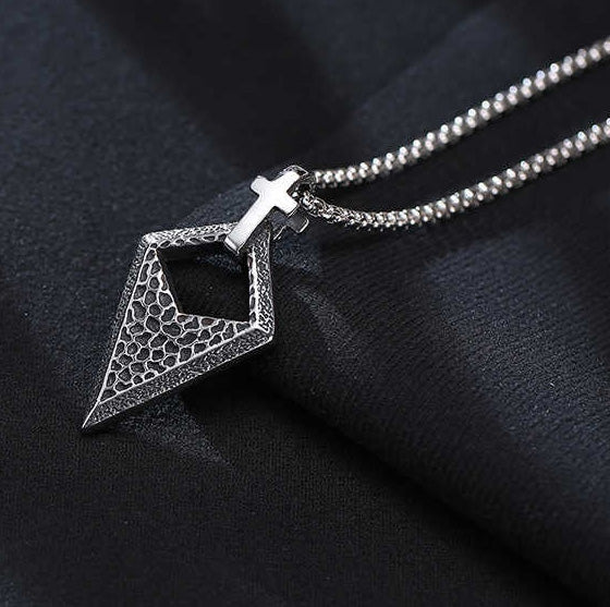 Stainless Steel Arrowhead Cross Necklace