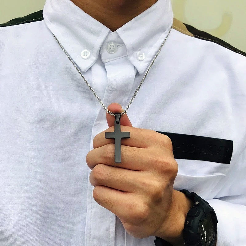 Stainless Steel 20mm x 35mm Jesus Cross Necklace