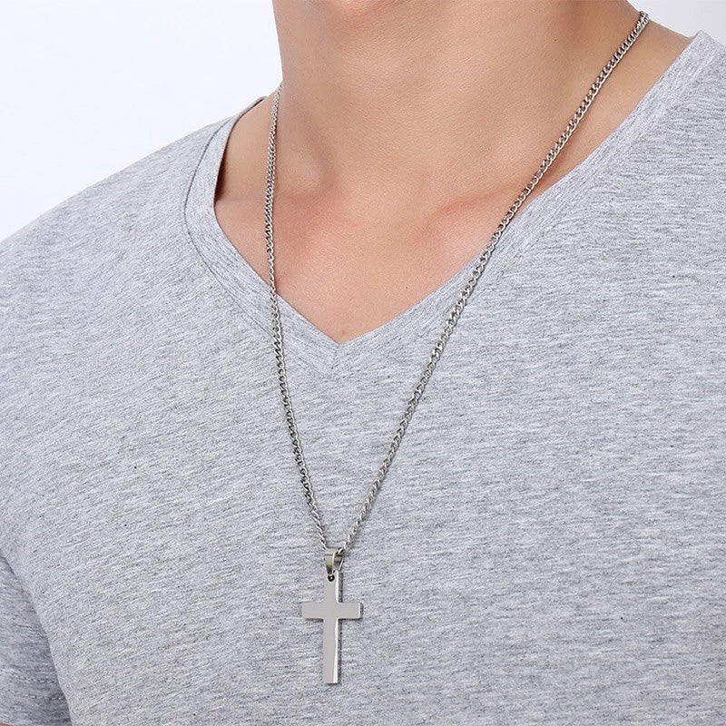 Stainless Steel 20mm x 35mm Jesus Cross Necklace