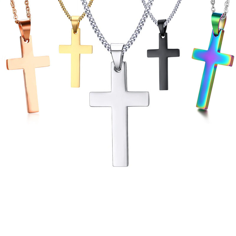 Stainless Steel 20mm x 35mm Jesus Cross Necklace