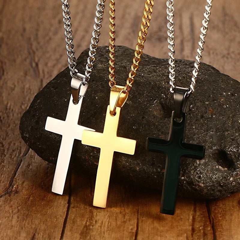 Stainless Steel 20mm x 35mm Jesus Cross Necklace