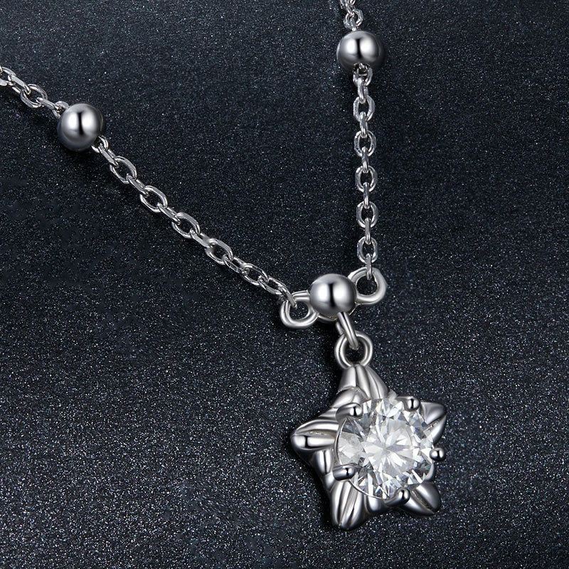 Sterling Silver 0.5ct Moissanite Radiant Star Hypoallergenic Necklace