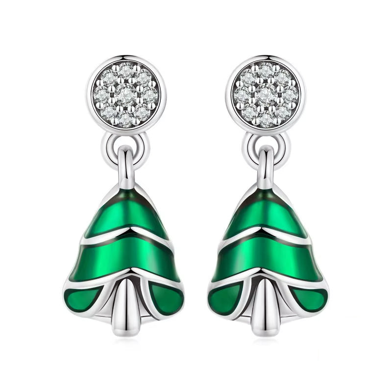 Sterling Silver Fine Christmas Tree Hypoallergenic Stud Earrings