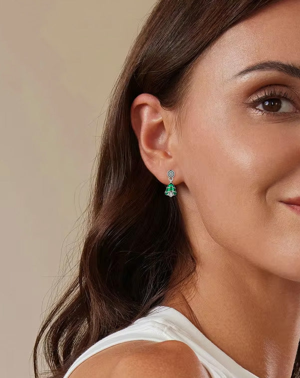 Sterling Silver Fine Christmas Tree Hypoallergenic Stud Earrings