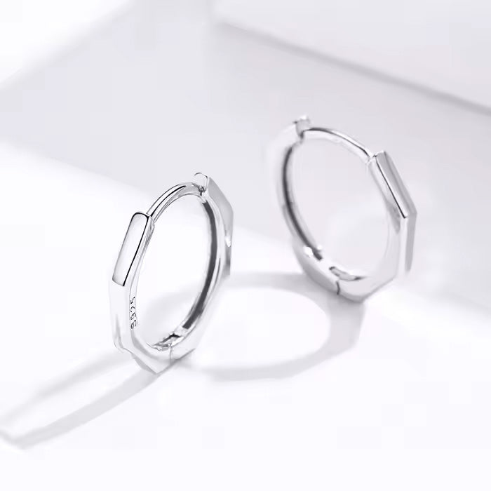 Sterling Silver Geometric Hypoallergenic Huggies Earrings