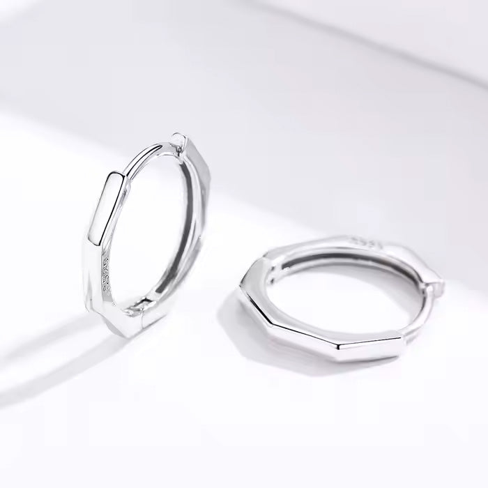 Sterling Silver Geometric Hypoallergenic Huggies Earrings