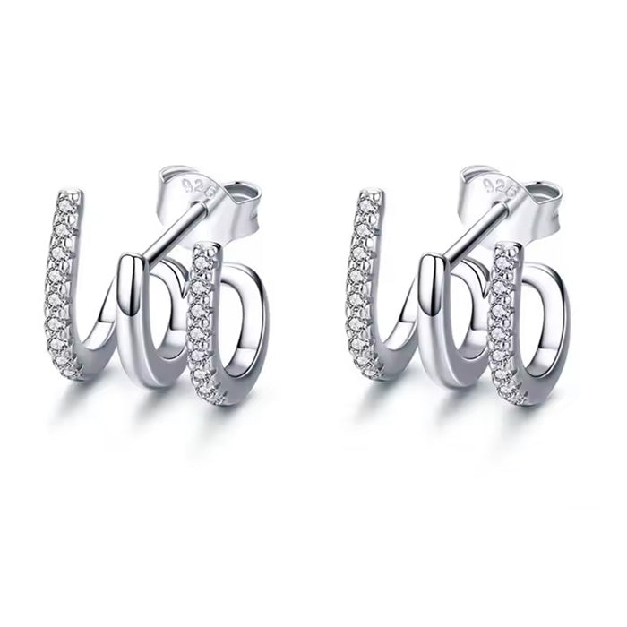 Sterling Silver Exquisite Fork Hypoallergenic Stud Earrings
