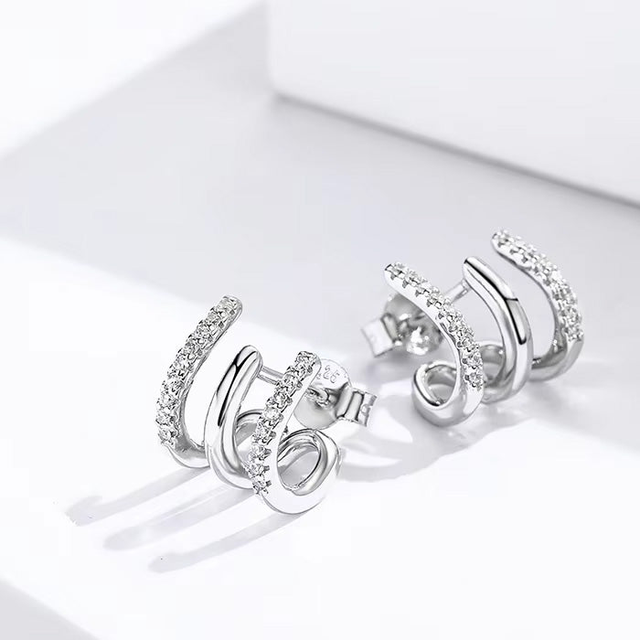 Sterling Silver Exquisite Fork Hypoallergenic Stud Earrings