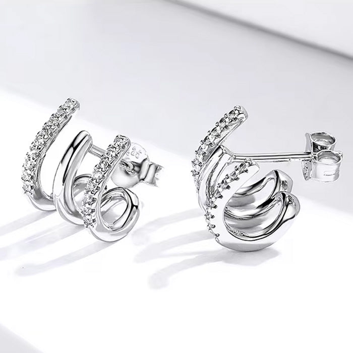Sterling Silver Exquisite Fork Hypoallergenic Stud Earrings