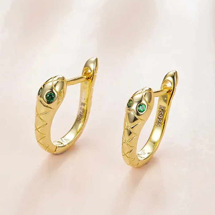 Sterling Silver Fine Snake Huggie Hypoallergenic Earrings