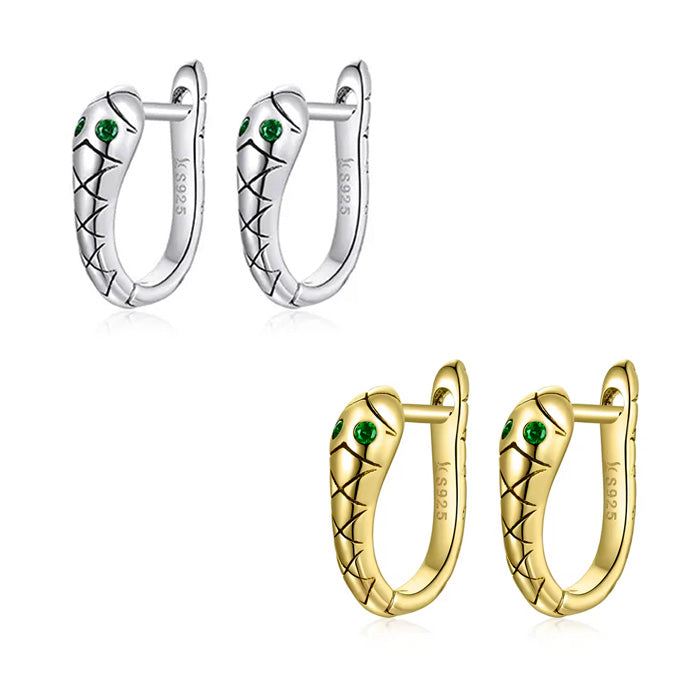 Sterling Silver Fine Snake Huggie Hypoallergenic Earrings