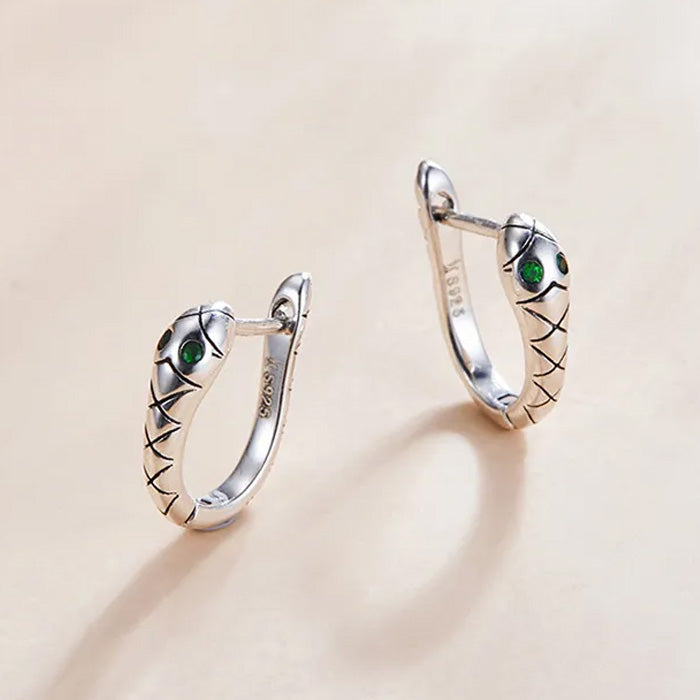 Sterling Silver Fine Snake Huggie Hypoallergenic Earrings