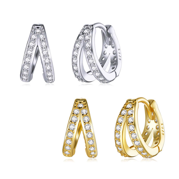 Sterling Silver Geometric Modern Huggie Hypoallergenic Earrings