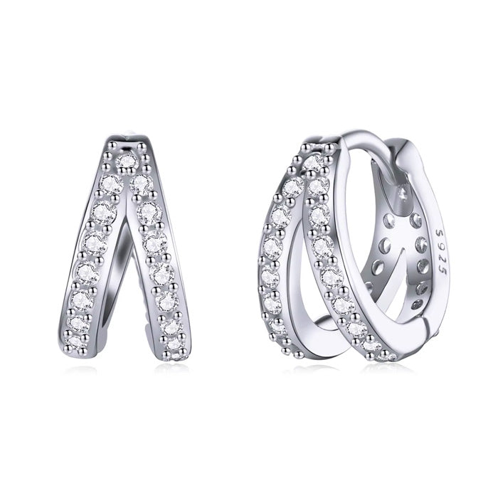 Sterling Silver Geometric Modern Huggie Hypoallergenic Earrings