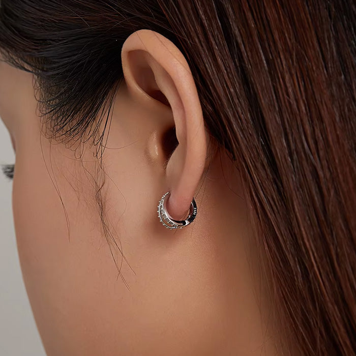 Sterling Silver Geometric Modern Huggie Hypoallergenic Earrings