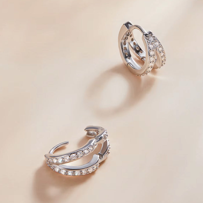Sterling Silver Geometric Modern Huggie Hypoallergenic Earrings