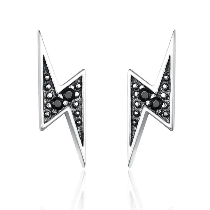 Sterling Silver Lightning Bolt Stud Hypoallergenic Earrings