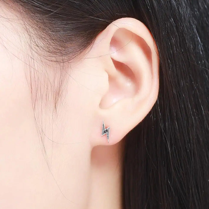 Sterling Silver Lightning Bolt Stud Hypoallergenic Earrings