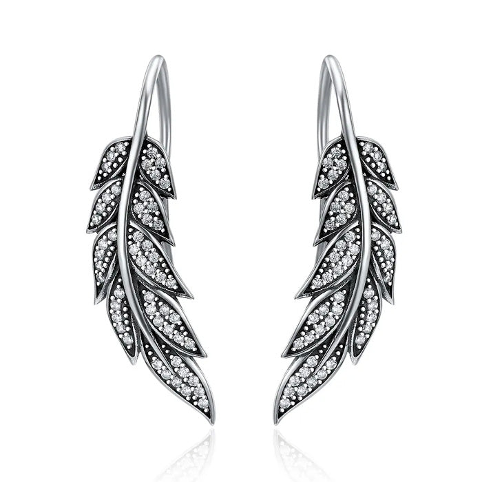 Sterling Silver Vintage Feather Hook Hypoallergenic Earrings