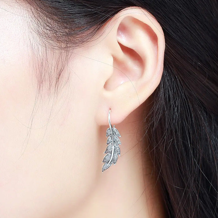 Sterling Silver Vintage Feather Hook Hypoallergenic Earrings