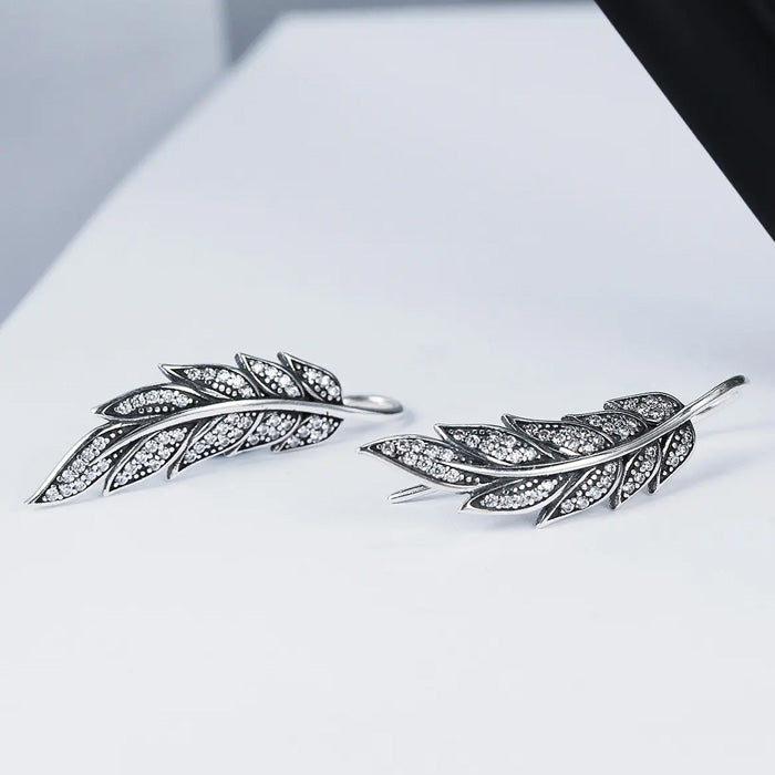 Sterling Silver Vintage Feather Hook Hypoallergenic Earrings