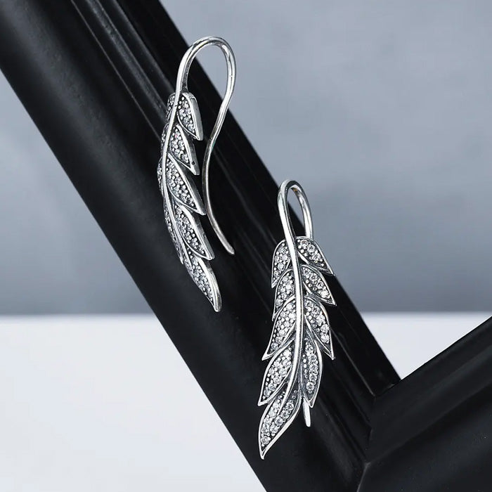 Sterling Silver Vintage Feather Hook Hypoallergenic Earrings