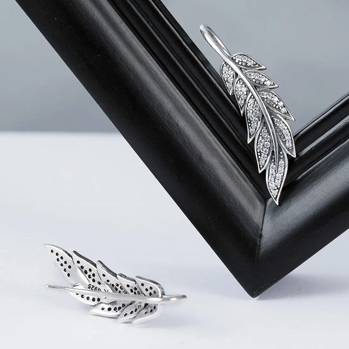 Sterling Silver Vintage Feather Hook Hypoallergenic Earrings