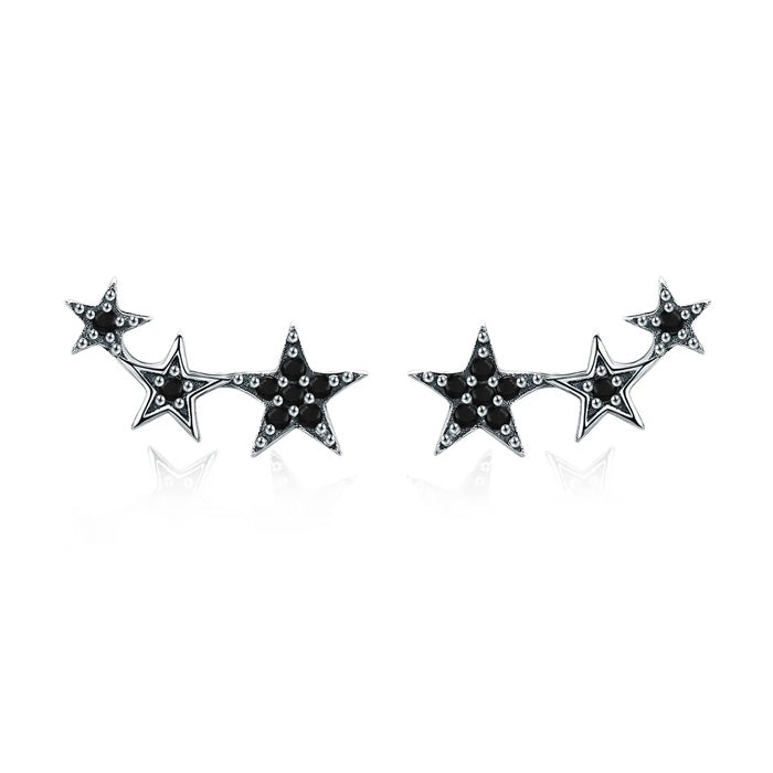 Sterling Silver Secrets Of Stars Stud Hypoallergenic Earrings