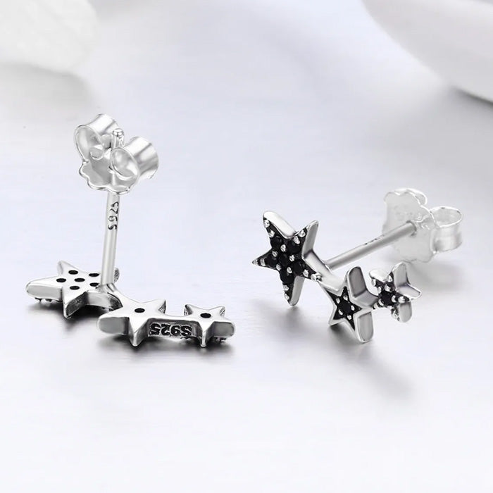 Sterling Silver Secrets Of Stars Stud Hypoallergenic Earrings