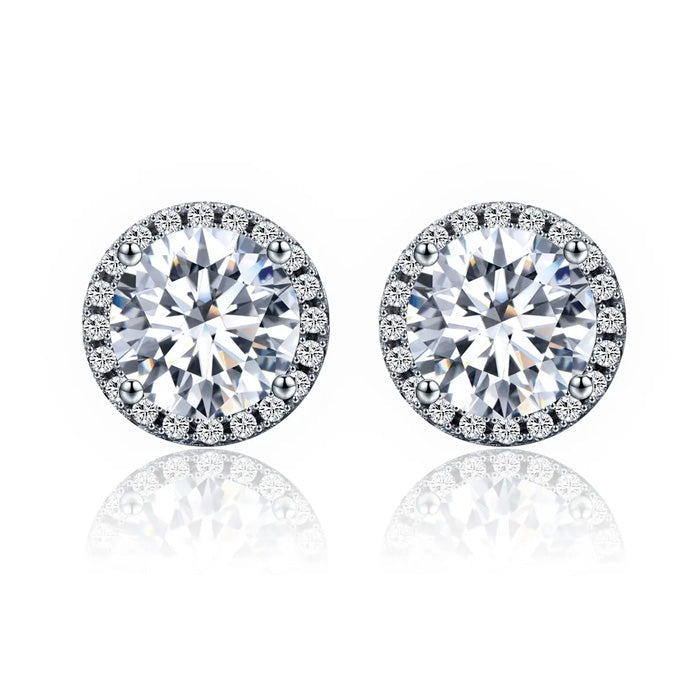Sterling Silver 4.0ct Round CZ Stud Hypoallergenic Earrings