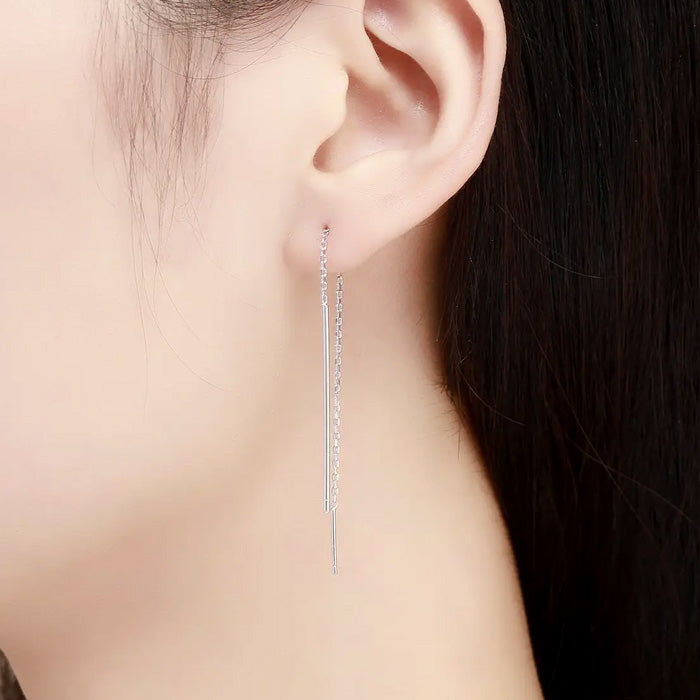 Sterling Silver Simple Line Threader Hypoallergenic Earrings