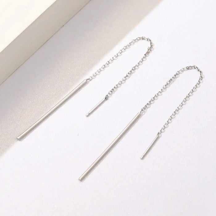 Sterling Silver Simple Line Threader Hypoallergenic Earrings