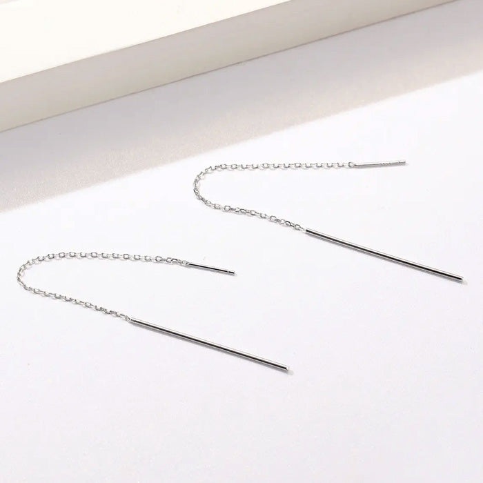 Sterling Silver Simple Line Threader Hypoallergenic Earrings