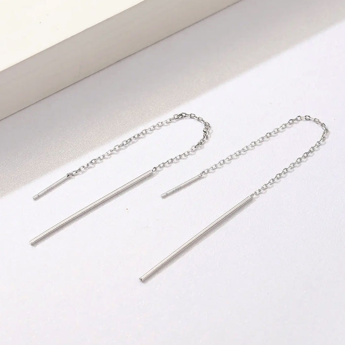 Sterling Silver Simple Line Threader Hypoallergenic Earrings