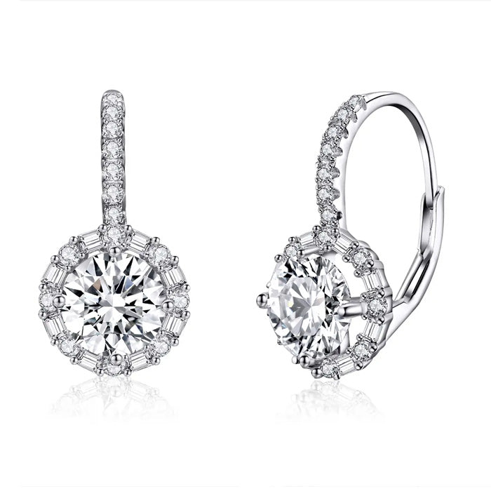 Sterling Silver Dazzling CZ Leverback Hypoallergenic Earrings