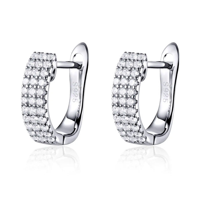 Sterling Silver Glamurous CZ Hoop Hypoallergenic Earrings