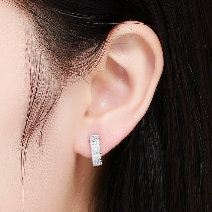 Sterling Silver Glamurous CZ Hoop Hypoallergenic Earrings
