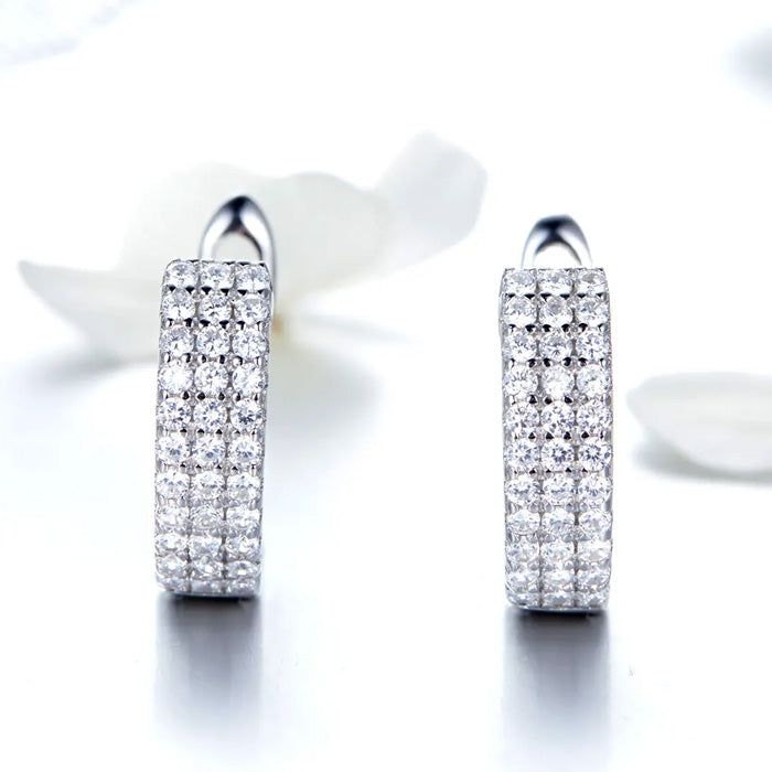 Sterling Silver Glamurous CZ Hoop Hypoallergenic Earrings