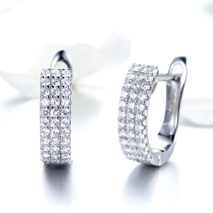 Sterling Silver Glamurous CZ Hoop Hypoallergenic Earrings