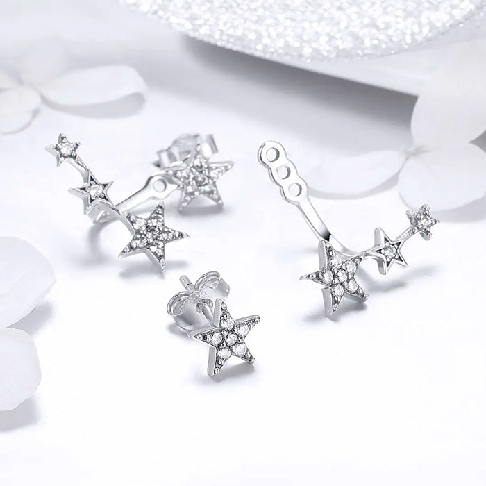 Sterling Silver Luminous Stars Stud Hypoallergenic Earrings