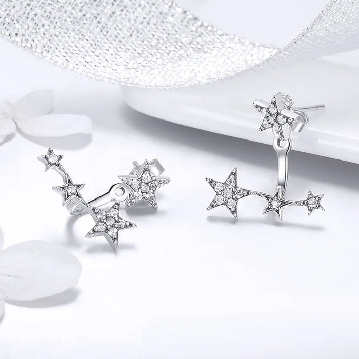 Sterling Silver Luminous Stars Stud Hypoallergenic Earrings