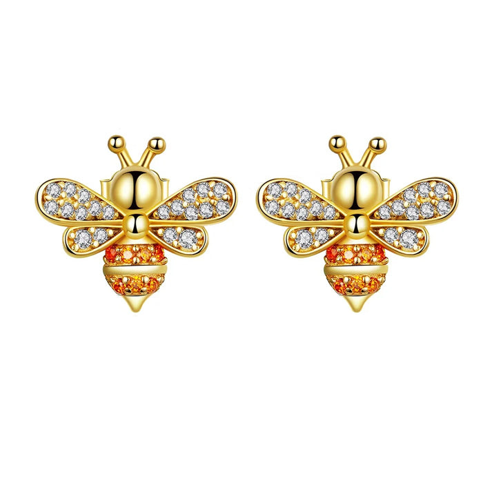 Sterling Silver Guardian Bee Stud Hypoallergenic Earrings