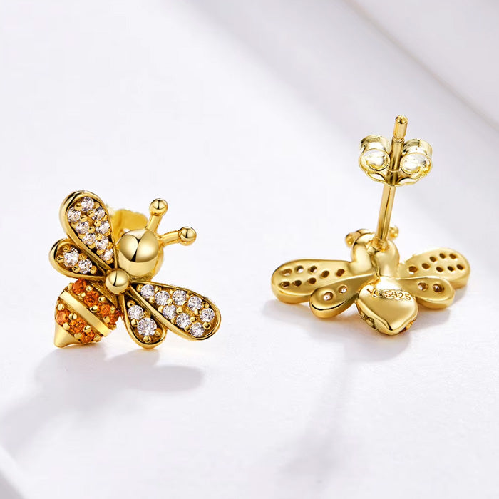 Sterling Silver Guardian Bee Stud Hypoallergenic Earrings