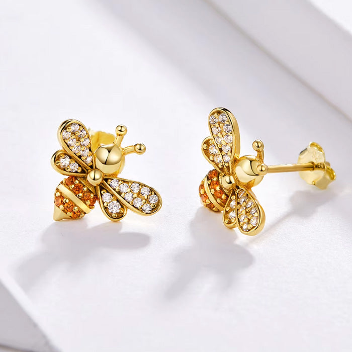 Sterling Silver Guardian Bee Stud Hypoallergenic Earrings