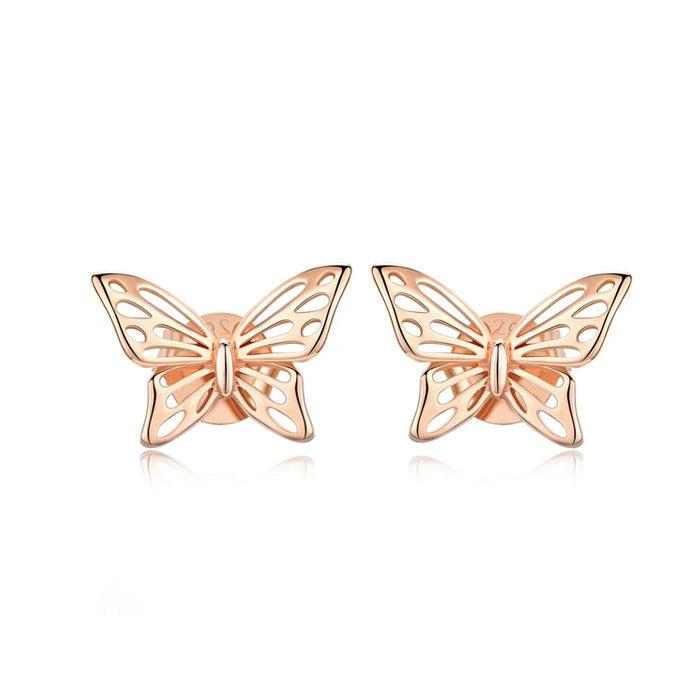 Sterling Silver Hollow Butterfly Stud Hypoallergenic Earrings
