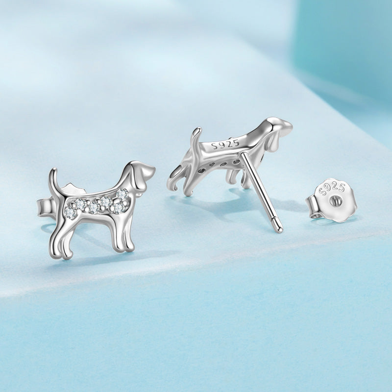 Sterling Silver Dog Lover Stud Hypoallergenic Earrings
